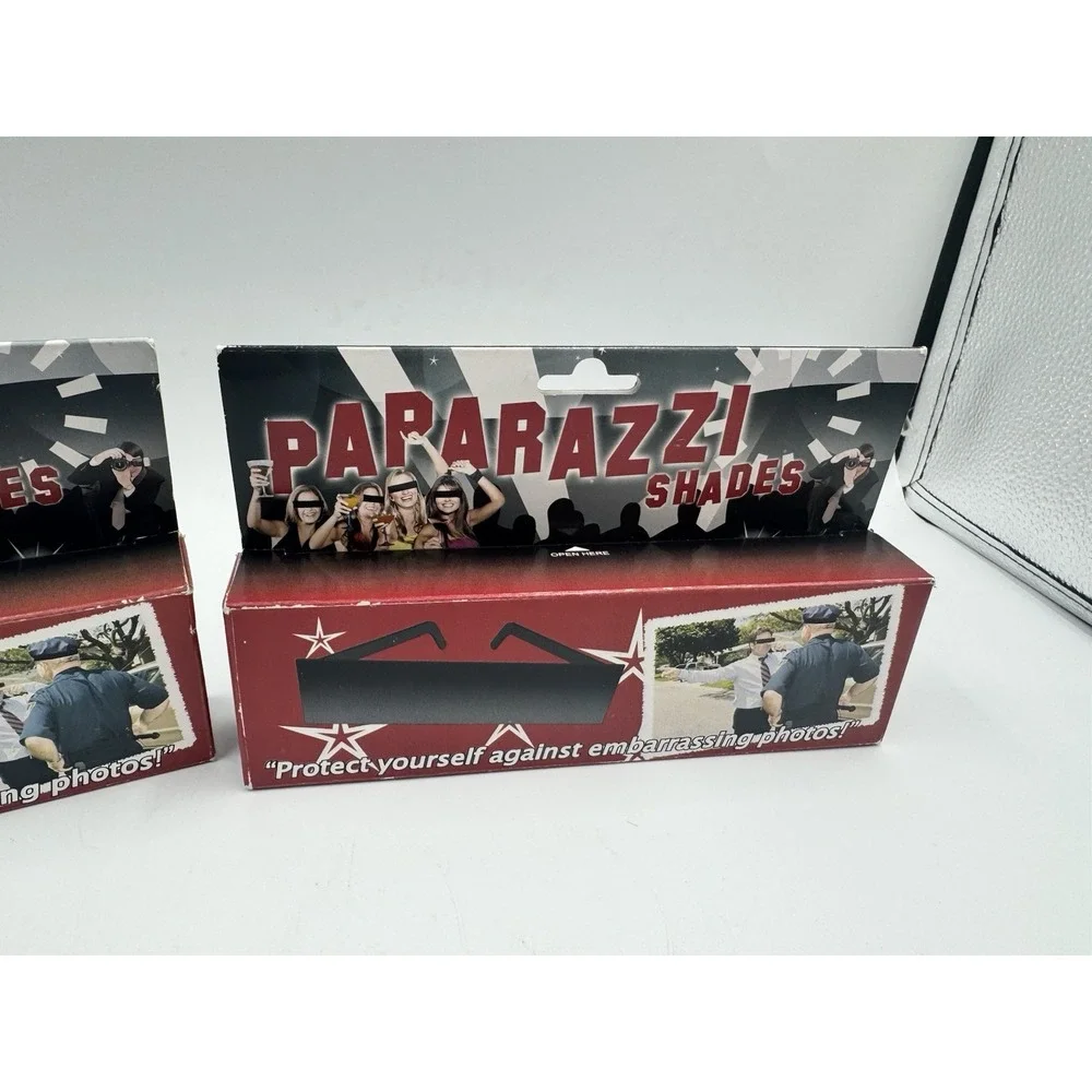 Big Mouth Toys Paparazzi Shades Black Bar Sunglasses Protect Your Identity Rare